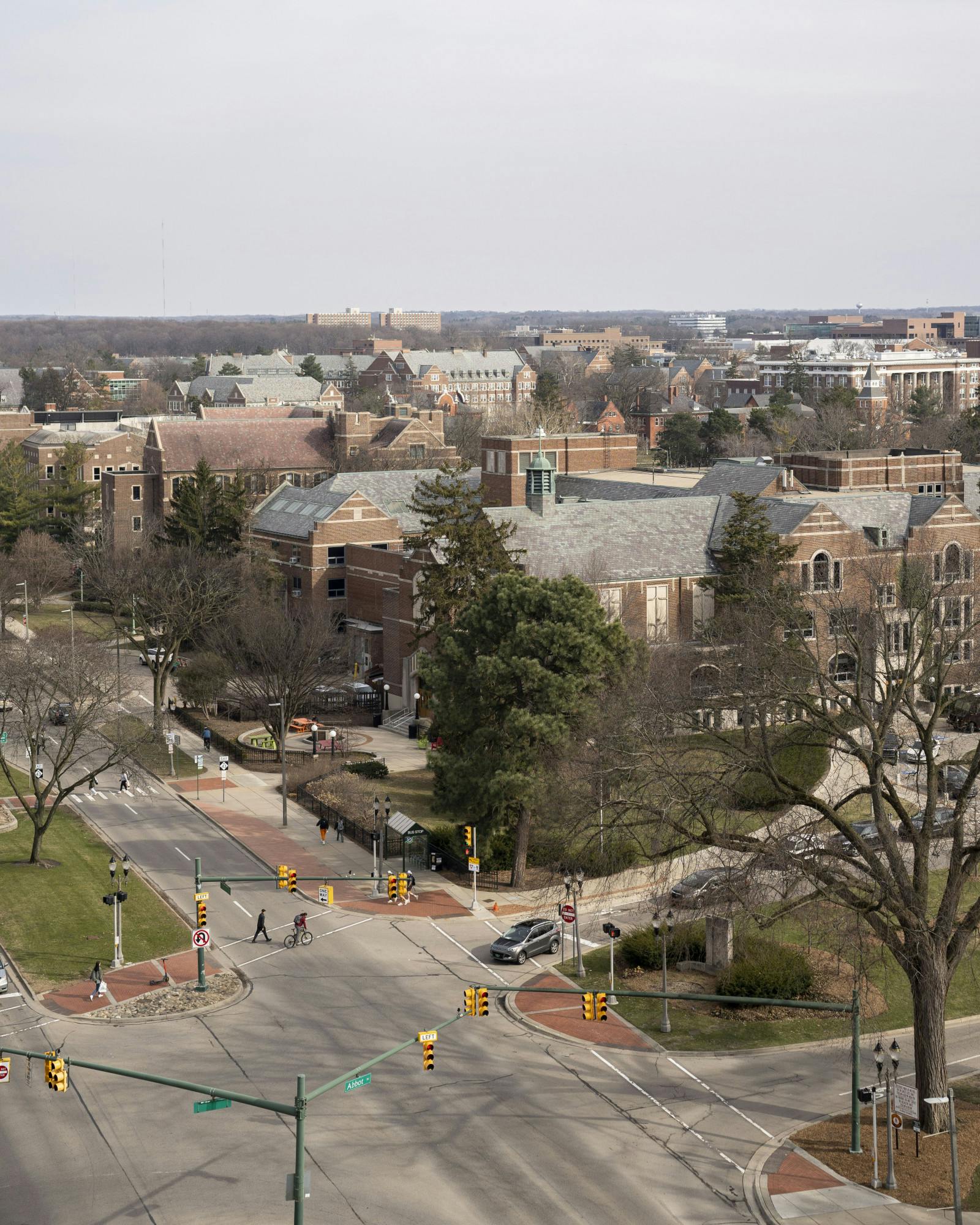 <p>MSU&#x27;s campus bird&#x27;s eye view from the top of the Graduate Hotel on April 5, 2022.</p>