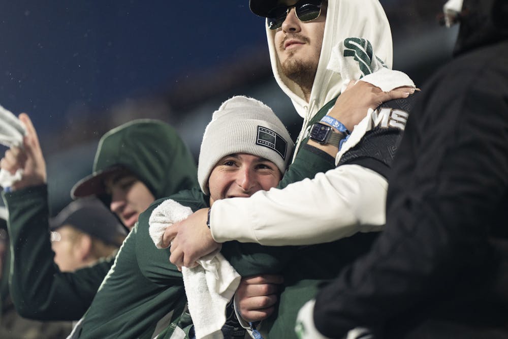 <p>MSU fans in the student section during the game against Wisconsin on October 15, 2022. The Spartans beat the Badgers 34 to 28.</p>