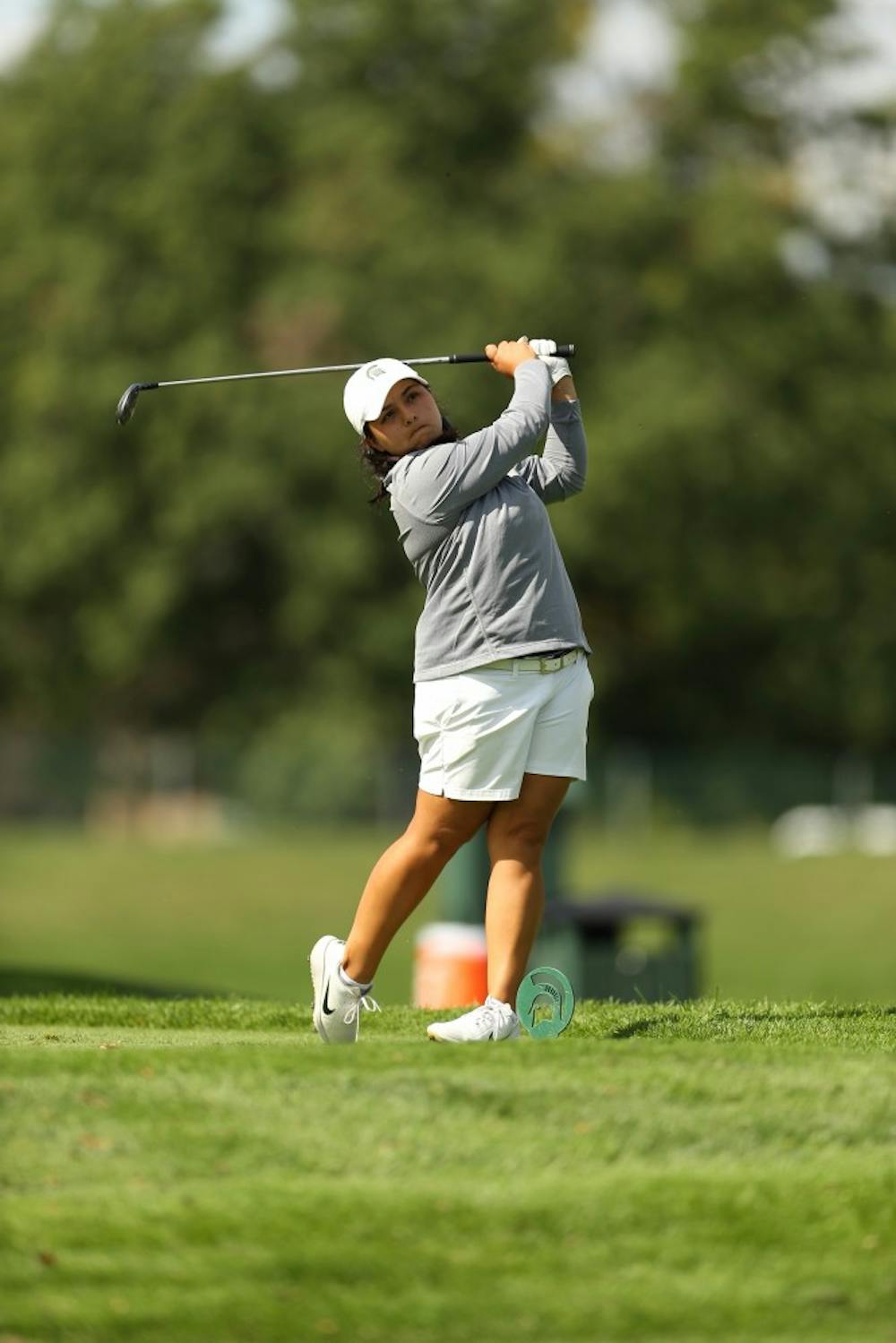 <p>Valery Plata swings on a golf course. Photo: Courtesy of Michigan State Athletic Communications </p>