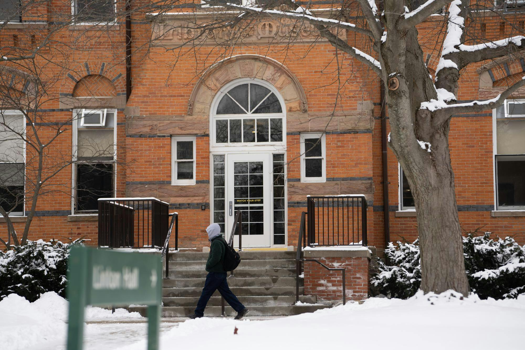 <p>A student walks past Linton Hall on Jan. 22, 2025.</p>