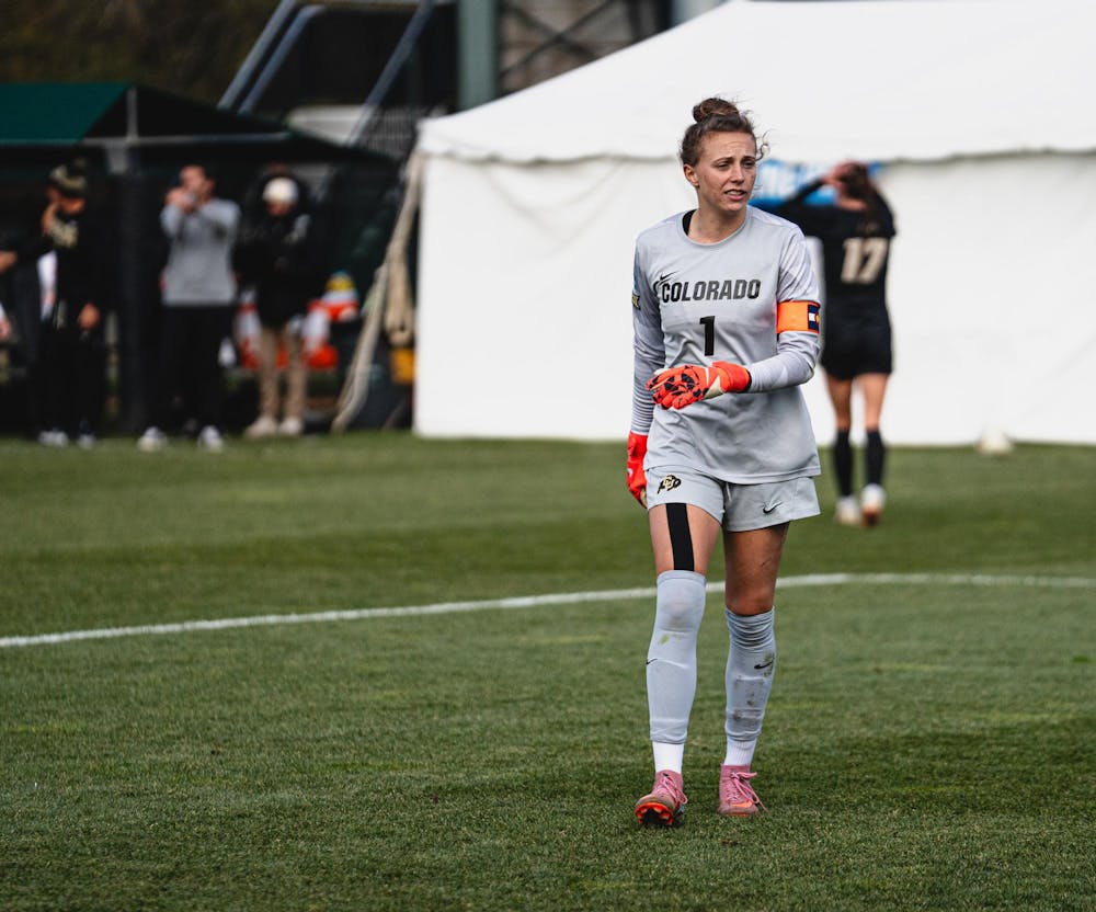 <p>Colorado senior goalkeeper Jordan Nytes (1) walks on the field at the DeMartin Soccer Stadium in East Lansing, MI, on Nov. 23, 2025.</p>
