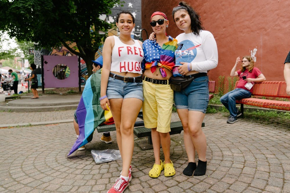 <p>Lansing resident Jordynne Walker (Left) attends Pride in Old Town on Saturday, June 15, 2019. </p>