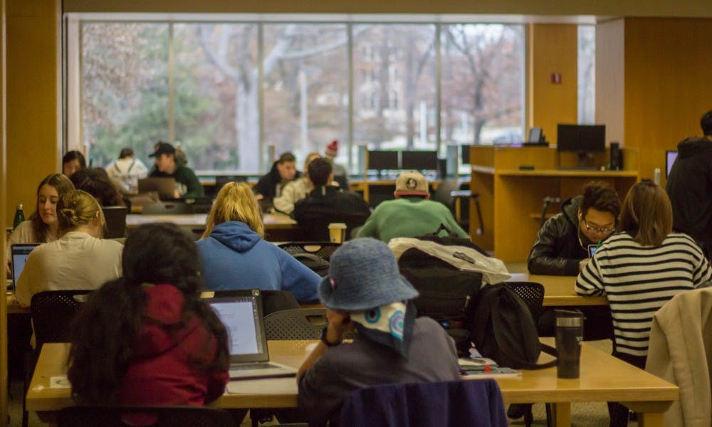 Students gather and study on Dec. 4, 2017, at the Main Library. 
