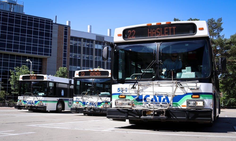 <p>CATA buses are pictured on June 8 at the CATA Transportation Center.</p>