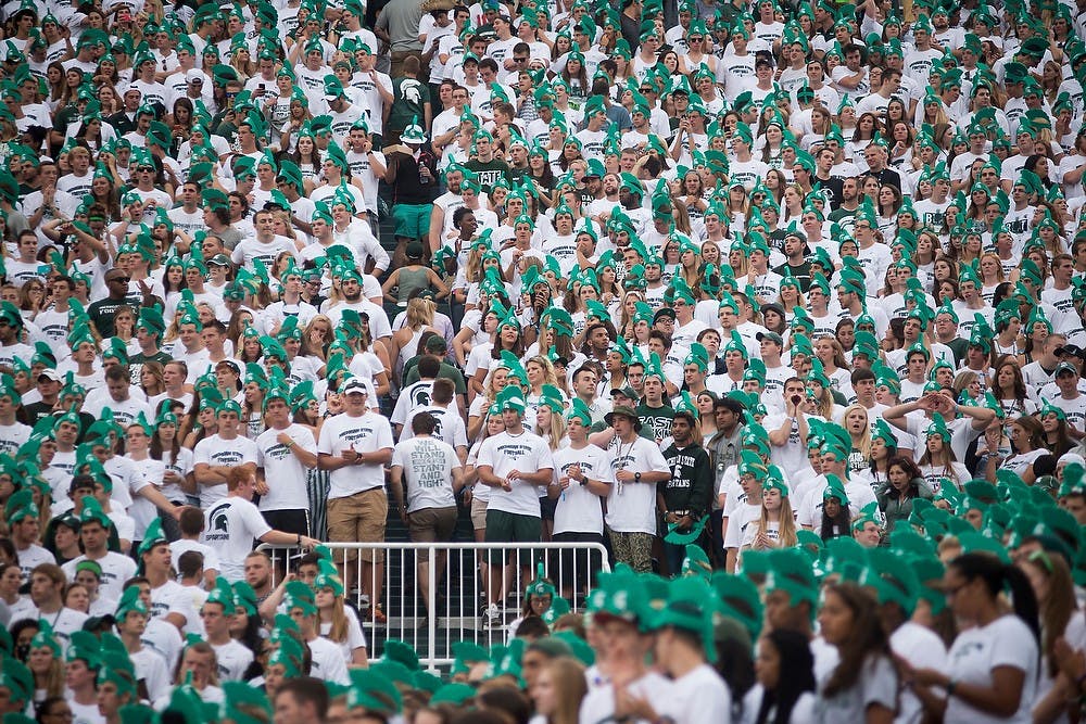 <p>The student section waits for the game against Jacksonville State to start Aug. 29, 2014, at Spartan Stadium. The Spartans defeated the Gamecocks, 45-7.Julia Nagy/The State News</p>