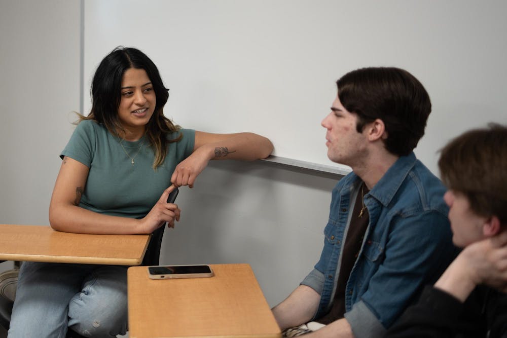 MI Senate Majority Whip Mallory McMorrow speaks at an MSU Dems meeting at Case Hall on Mar. 10, 2026.