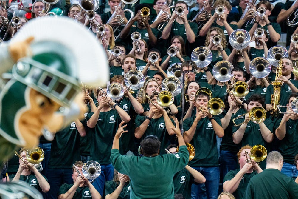 <p>MSU Brass Plays during an NCAA Division I basketball game between Michigan State and Indiana at the Breslin Center in East Lansing, Michigan, on Tuesday, Jan. 13, 2026.</p>