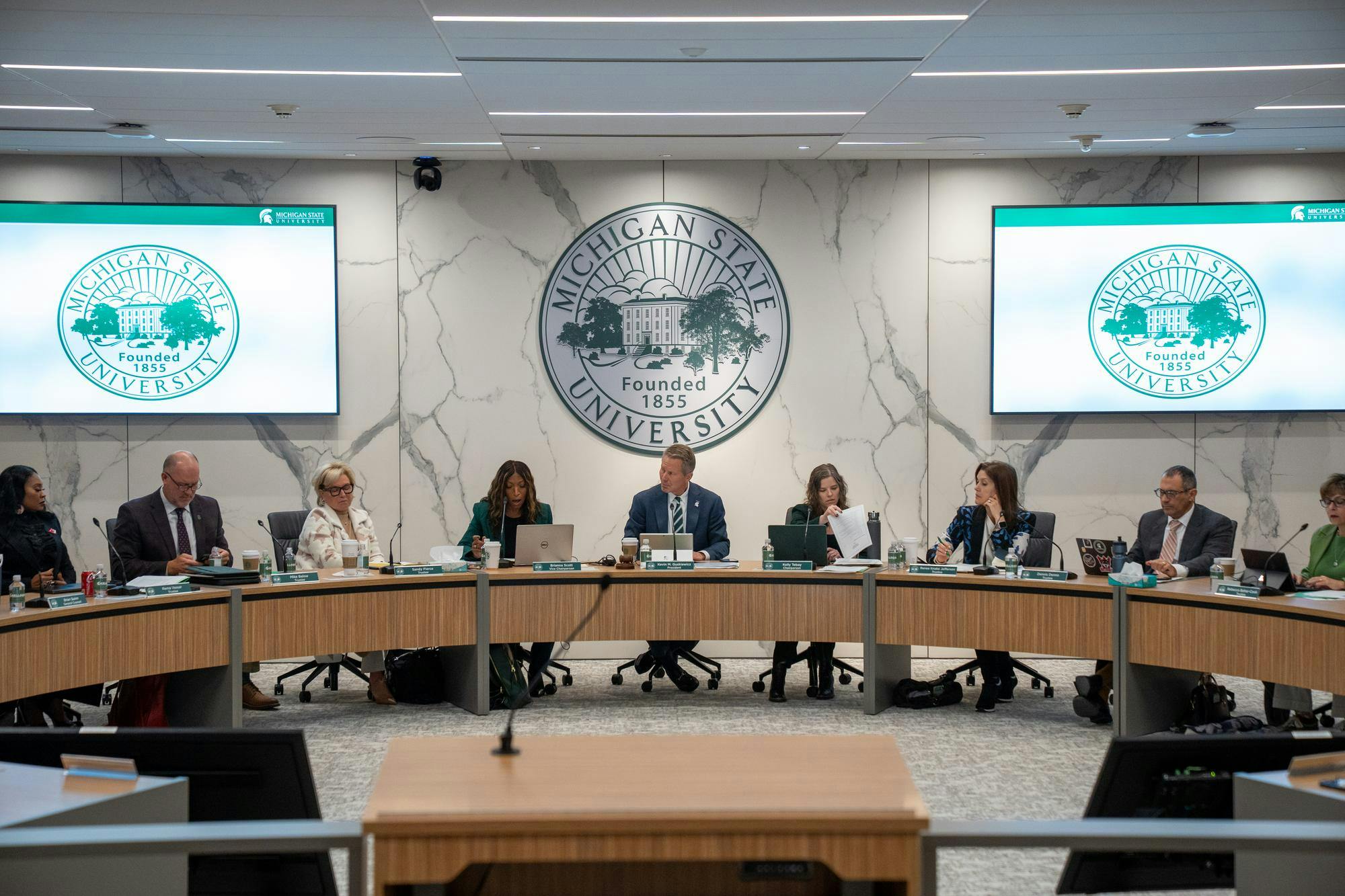 <p>The MSU Board of Trustees at Hannah Administration Building in East Lansing, Michigan on Friday, Oct. 31, 2025.</p>