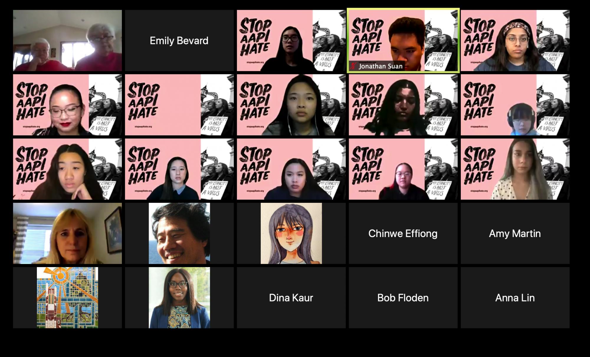 <p>A screenshot from the March 25 townhall regarding violence and discrimination towards Asians and Asian Americans.  </p>