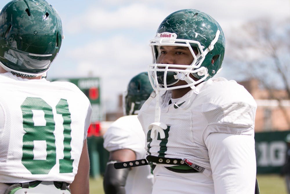 Senior wide receiver R.J. Shelton during spring practice on April 12, 2016 at Skandalaris Football Center.