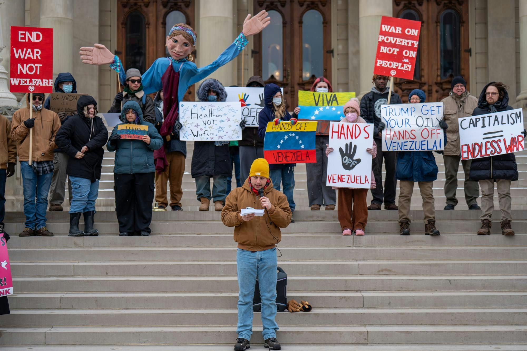 MSU students protest capture of Venezuelan leader Nicolas Maduro at capitol