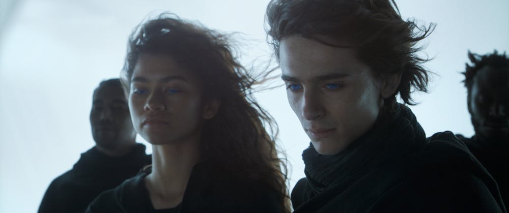 <p>Courtesy of Warner Bros. Pictures and Legendary Pictures</p><p>(L-r) ZENDAYA as Chani and TIMOTHÉE CHALAMET as Paul Atreides in Warner Bros. Pictures’ and Legendary Pictures’ action-adventure “DUNE,” a Warner Bros. Pictures and Legendary release.</p>