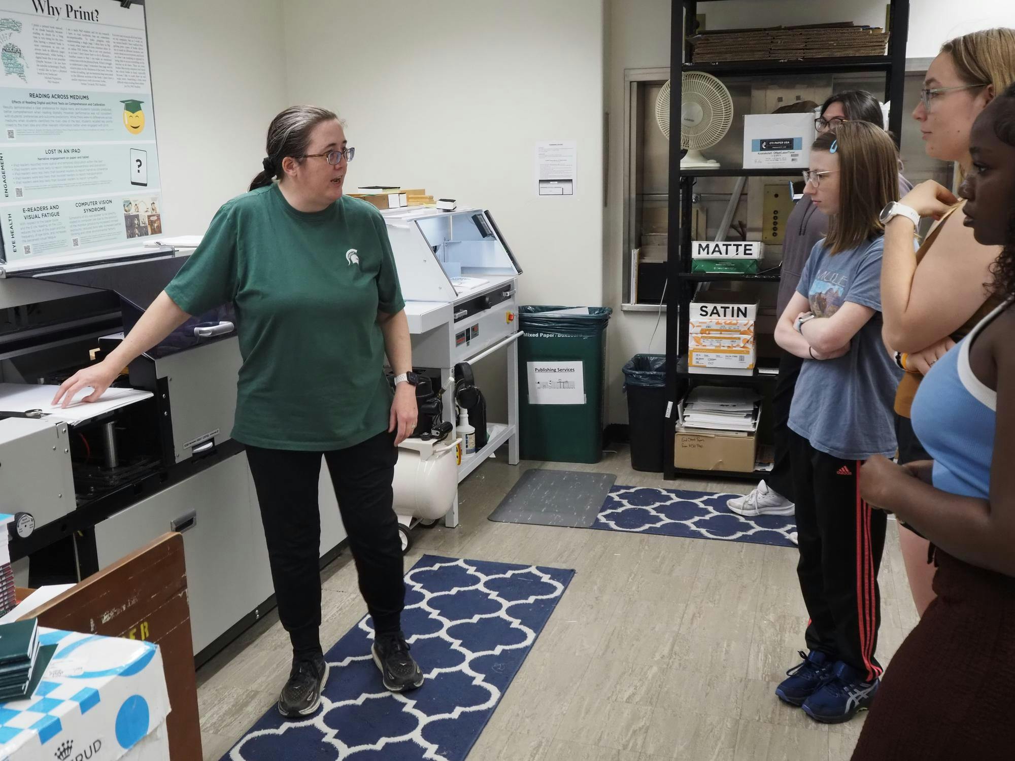 <p>MSU students learn about the book publishing process from an MSU Publishing Services representative for their Asian American history course. Photo courtesy of Alicia Zhang.</p>