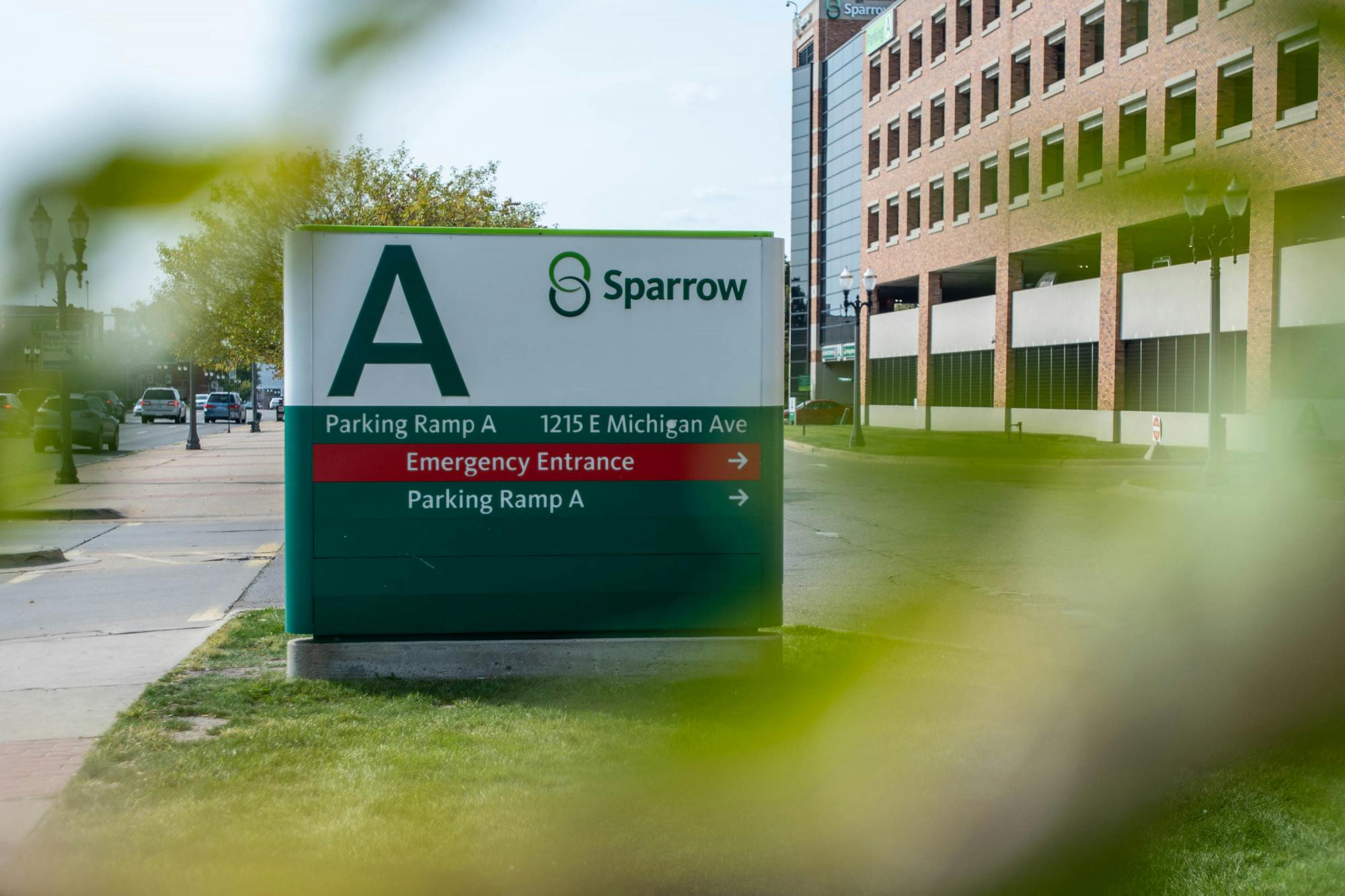 The exterior of Sparrow Hospital in Lansing, MI on Sept. 23, 2020.