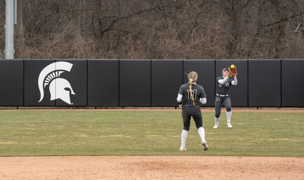 <p>At the top of the 7th, sophomore Marissa Trivelpiece catches a fly ball from Ohio State junior Mariah Rodriguez that clinches MSU&#x27;s victory over Ohio State. MSU won 2-1 versus Ohio State on April 2, 2022. </p>