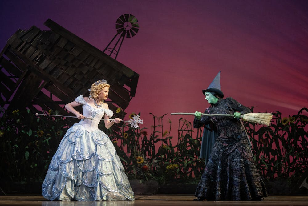 Celia Hottenstein as Glinda and Olivia Valli as Elphaba in the National Tour of WICKED. Courtesy photo by Joan Marcus.
