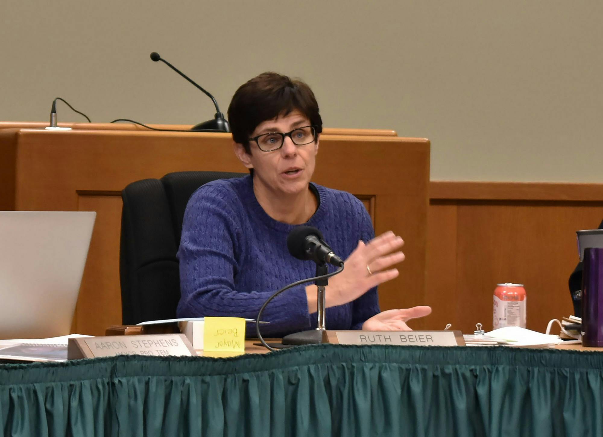 Newly elected Mayor Ruth Beier answers questions from the public at a Q&A hosted at 54B District Court on Dec. 3, 2019. 