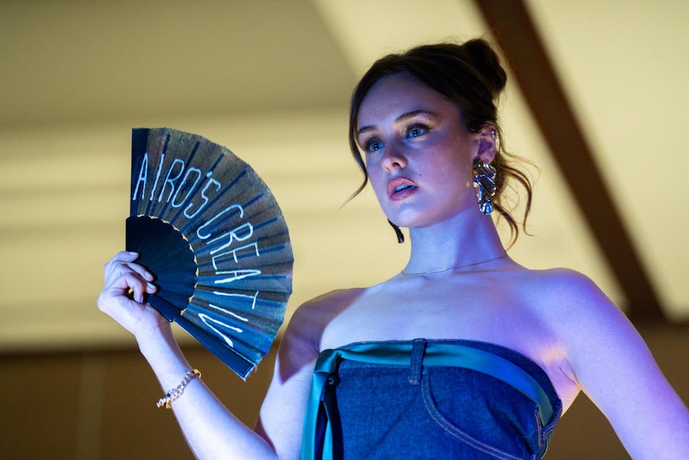 A Cairo’s Creative model poses during N Crowd magazine’s fall fashion show at The Lansing Center on Dec. 8, 2024. N Crowd, a fashion magazine and non-profit organization for creatives at MSU, holds a fashion show every semester.
