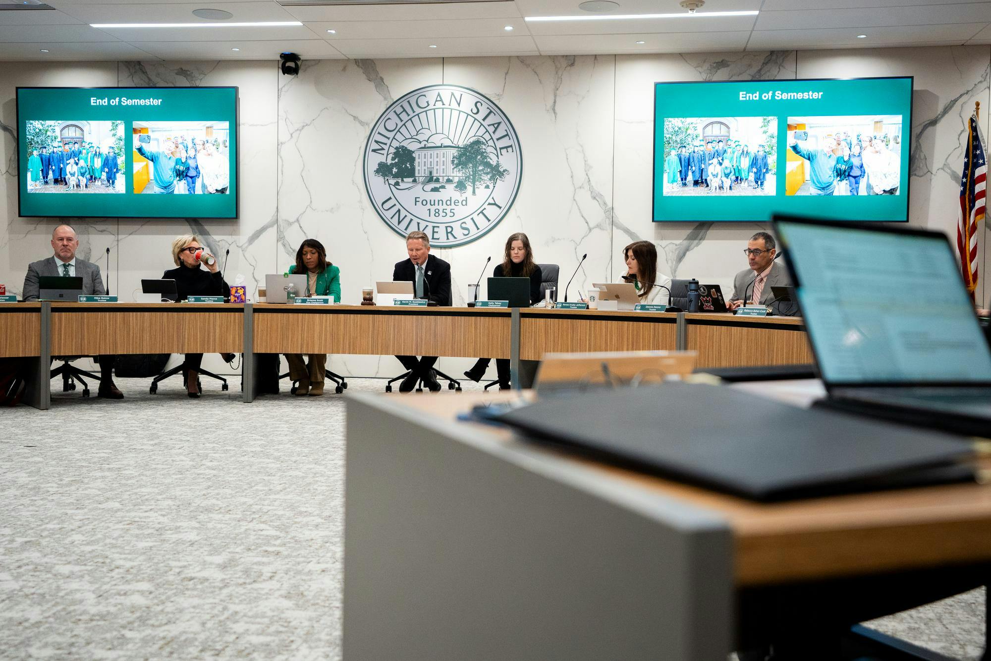 <p>The MSU Board of Trustees at Hannah Administration Building in East Lansing, Michigan on Friday, Dec. 12, 2025.</p>