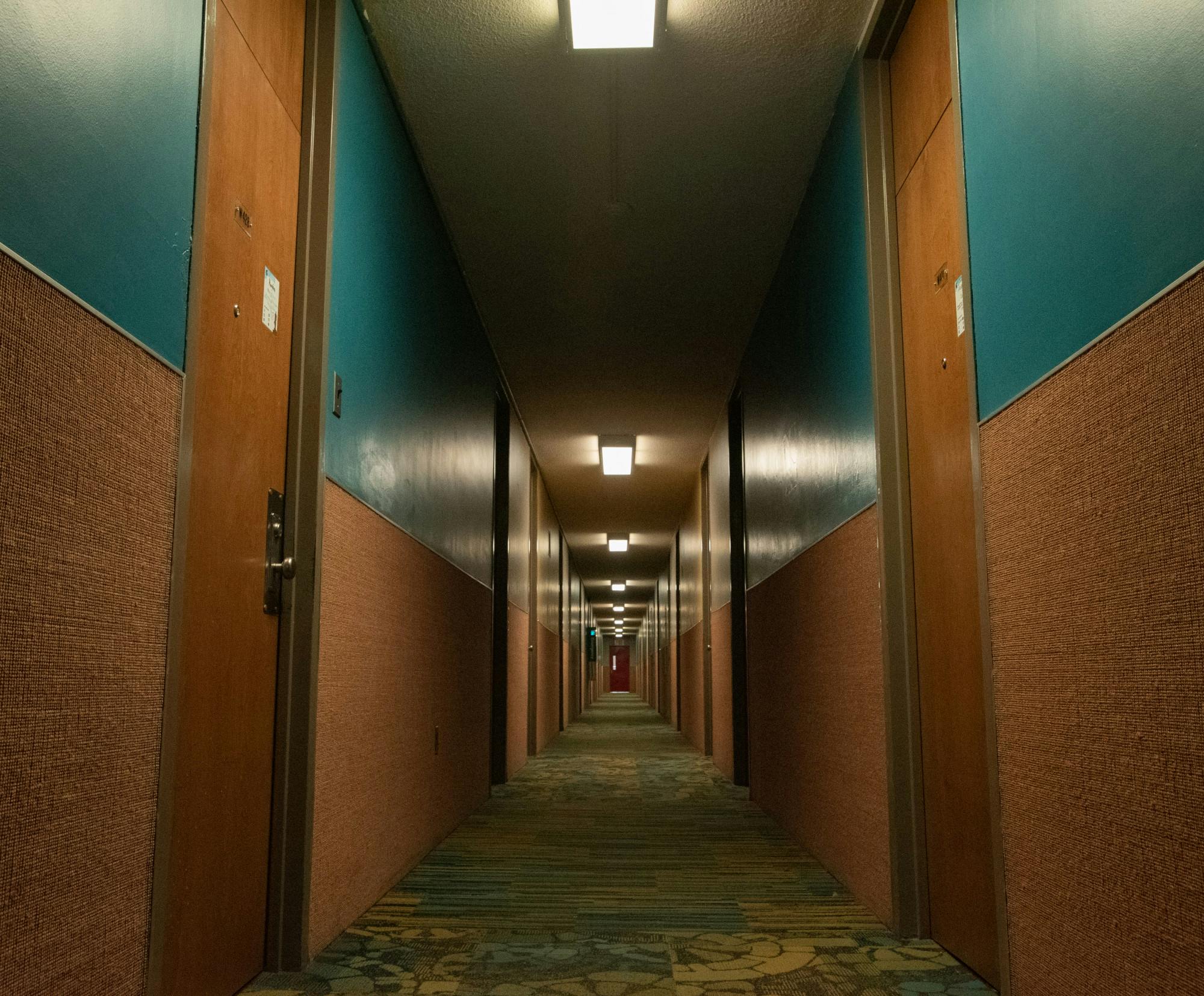 <p>A residential hallway of West Holmes Hall photographed on Jan. 29, 2021.</p>
