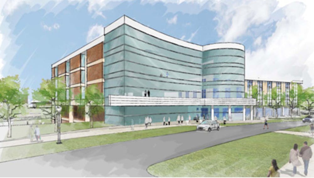 <p>A concept image of the new addition to the Business College Complex.&nbsp;This project is anticipated to include the demolition of the existing west wing of the Eppley Building and replacing it with a new four-story addition. Photo&nbsp;courtesy of Eli Broad College of Business.&nbsp;</p>
