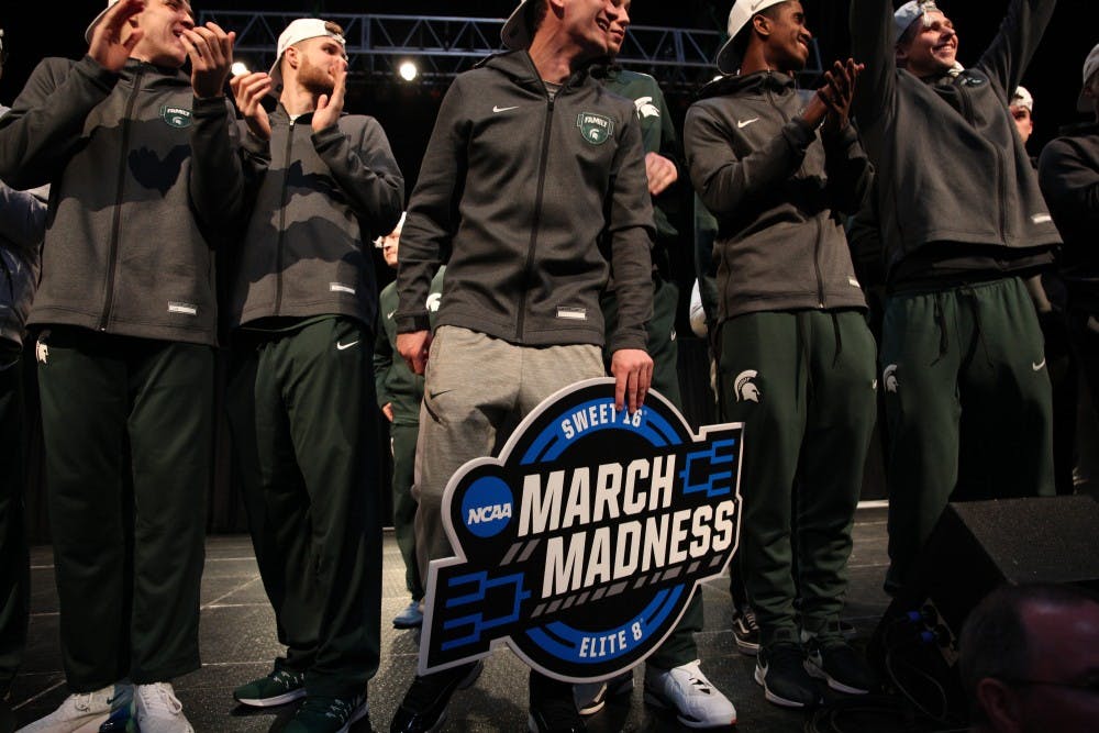 <p>The MSU men&#x27;s basketball team takes the stage after its 68-67 win over Duke on April 1, 2019, at the Breslin Center. The Spartans advanced to the Final Four, where they will face Texas Tech on Saturday. </p>