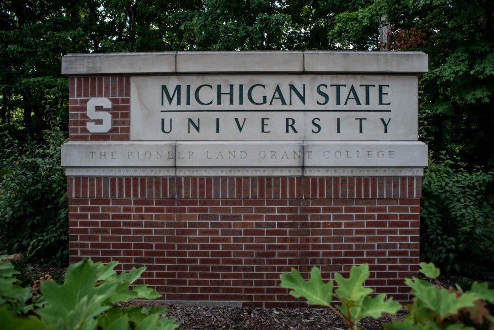 A Michigan State University sign on Beal Street on Aug. 23, 2019.
