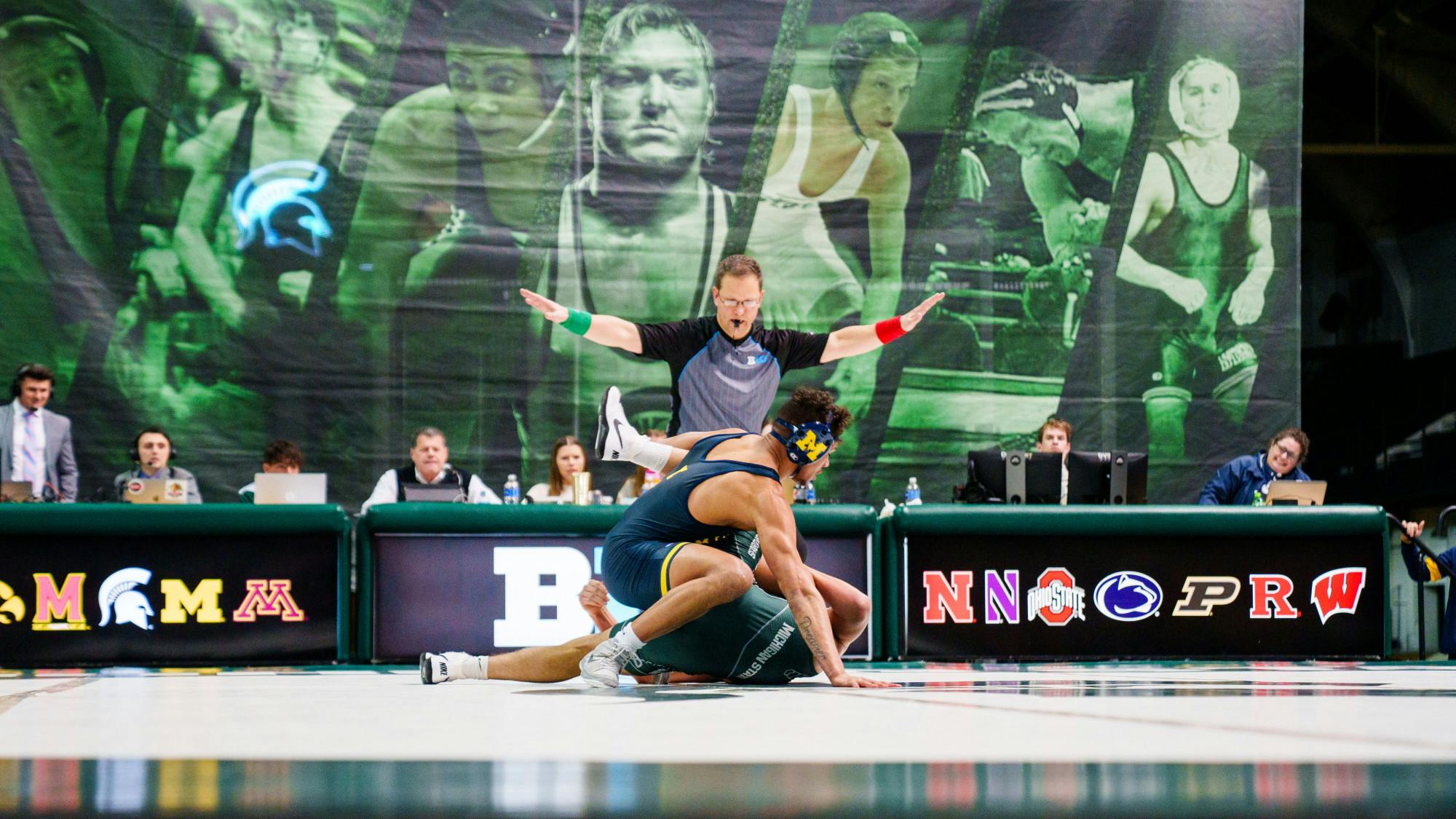 <p>Michigan State Univesity wrestling hosted University of Michigan on January 13, 2023 at Jenison Fieldhouse. The Spartans fell to the Wolverines 25-10.</p>