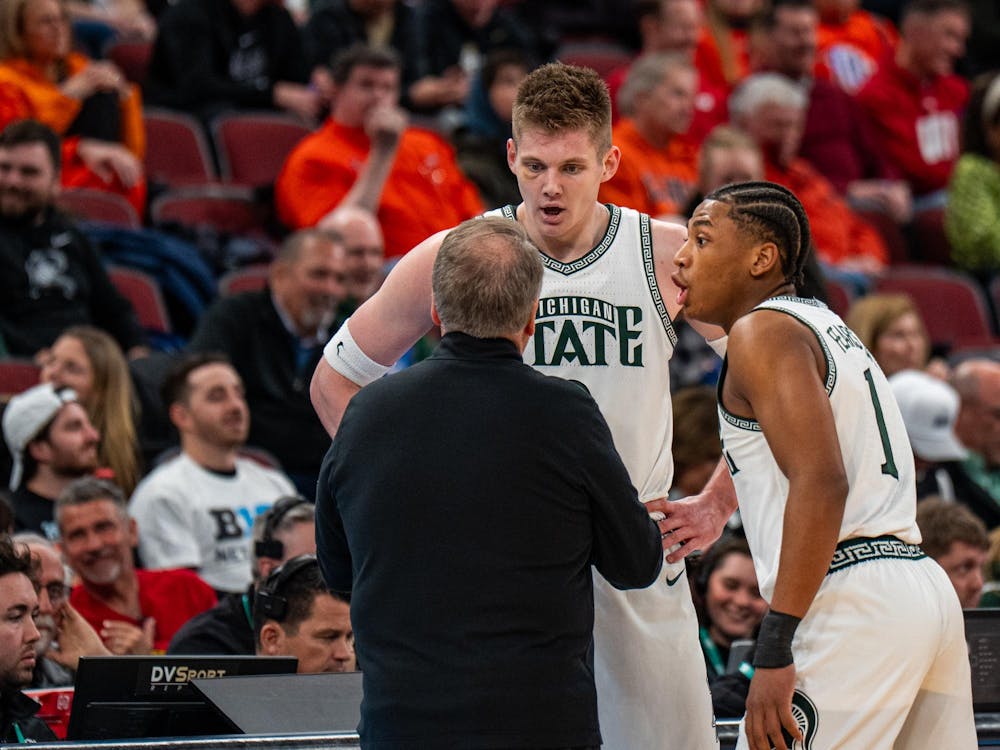 The Michigan State Spartans face off against the UCLA Bruins inside the United Center in Chicago, Illinois, on Friday, March 13, 2026. MSU lost to UCLA in Game 14 of the Big Ten Basketball Tournament, 88-84. 