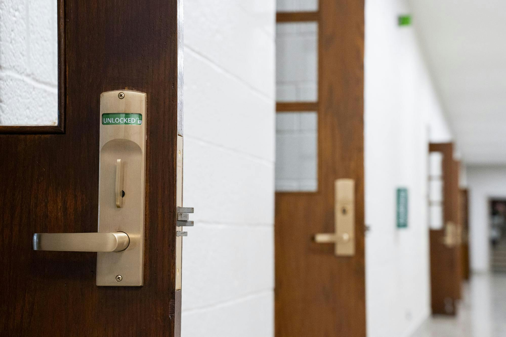 Open classrooms with new door locks in Berkey Hall on Sept. 24, 2024. 