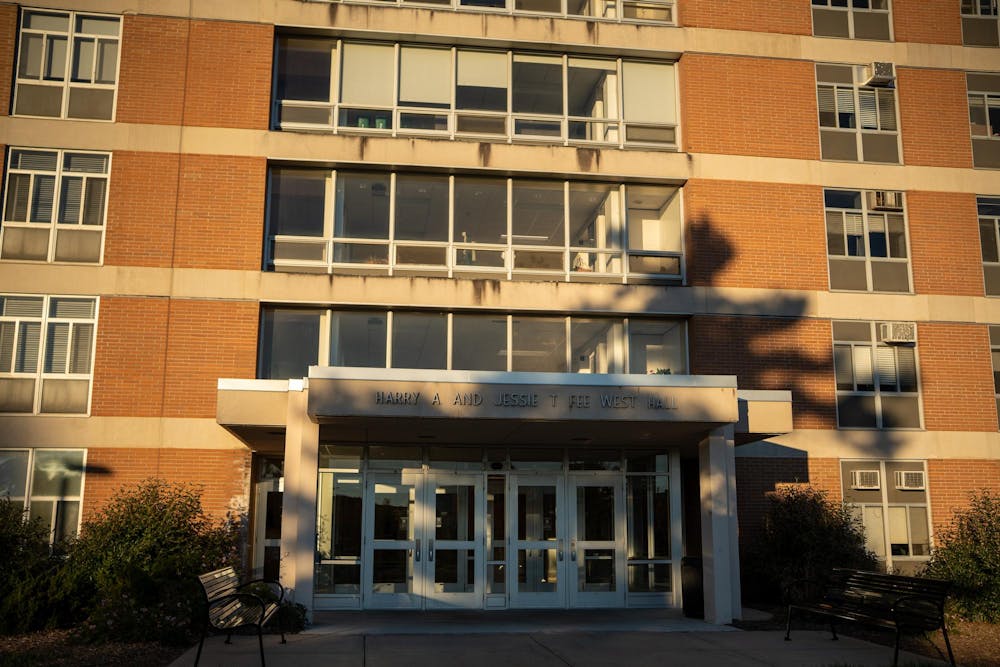 Fee West Hall is shown in East Lansing, Mich.