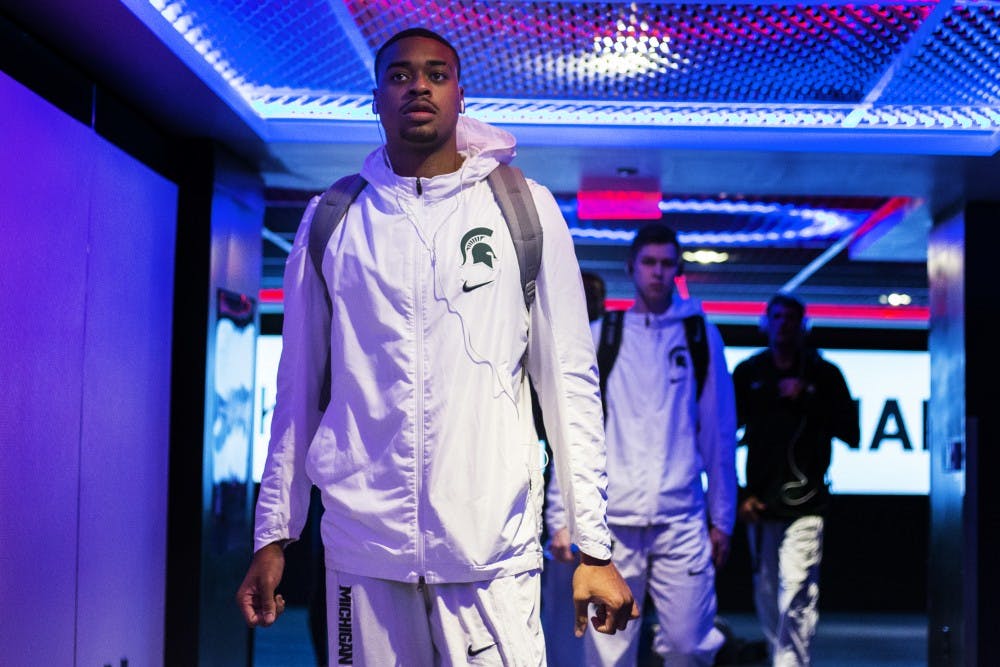 Freshman forward Nick Ward (44) enters the Verizon Center before the game against Minnesota in the third round of the Big Ten Tournament on March 10, 2017 at Verizon Center in Washington D.C. The Spartans were defeated by the Golden Gophers, 63-58.