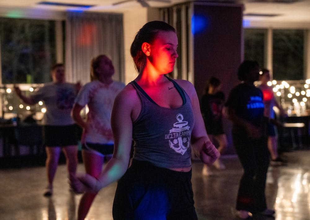 <p>An MSU student participates in the Zumba class on March 28, 2023. Political science prelaw senior Jocee Schwass and international relations Olivia Antal lead the classes on Tuesdays from 9:15-10:15 p.m.</p>