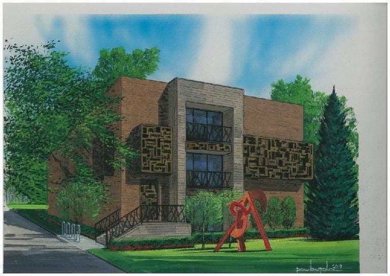 <p>A rendering of Pincanna&#x27;s approved site plan for a dispensary at 1234 E. Grand River Ave. Courtesy of Pincanna and the City of East Lansing.</p>