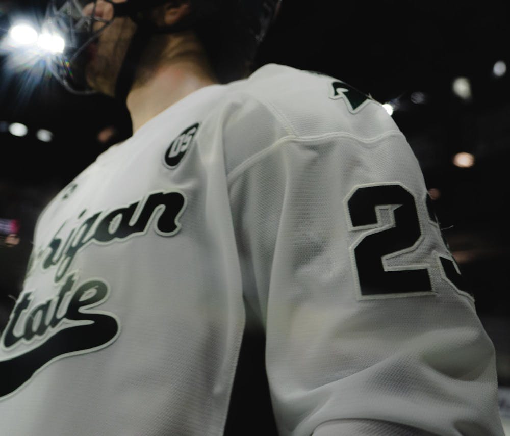 <p>MSU sophomore forward Shane Vansaghi (23) at the Michigan State vs. Ohio State hockey matchup at Munn Ice Arena in East Lansing, MI, on Feb. 27, 2026.</p>