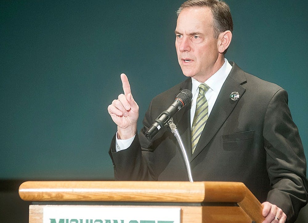 	<p>Head football coach Mark Dantonio addresses members of the press regarding the 2013 football season at the Clara Bell Smith Center auditorium Feb. 6, 2013. Dantonio commented on each of the future hopefuls before taking questions from the press. Danyelle Morrow/The State News</p>