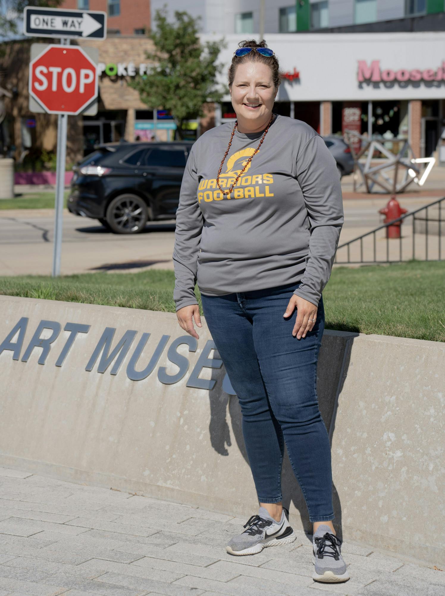 Broad Member, Jordan Sutton poses outside of the MSU Broad Art Museum. 