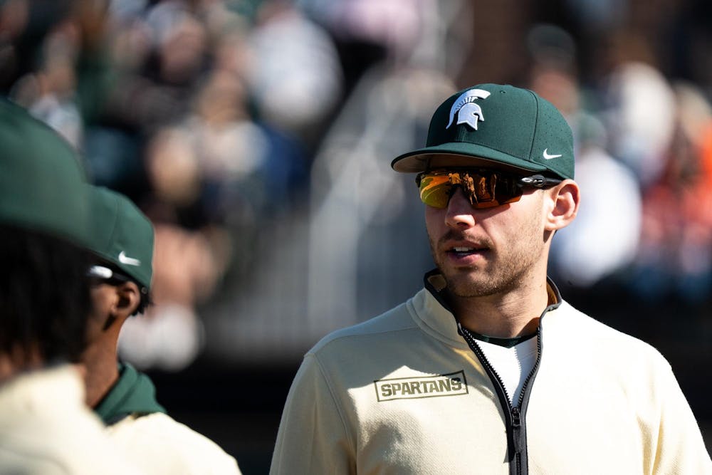 <p>Michigan State athletic trainer Justin Waas looks ahead at Jeff Ishbia Field on April 12, 2025</p>