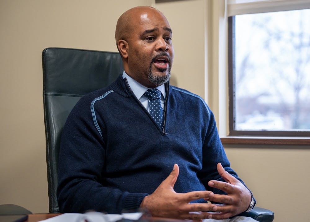 <p>MSU Vice President for Public Safety and Chief of Police Marlon Lynch in his office during an exclusive interview with The State News on March 2, 2023.&nbsp;</p>