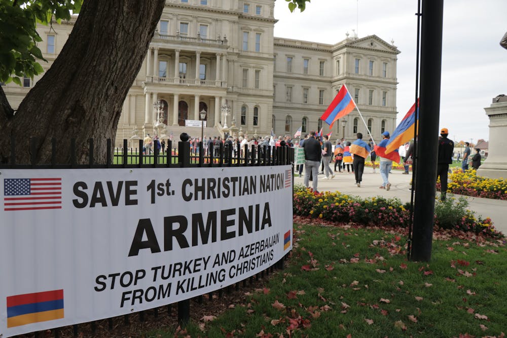 <p>A protest at the Capitol calls for an end to the killing of innocent Armenians on Oct. 11, 2020.</p>