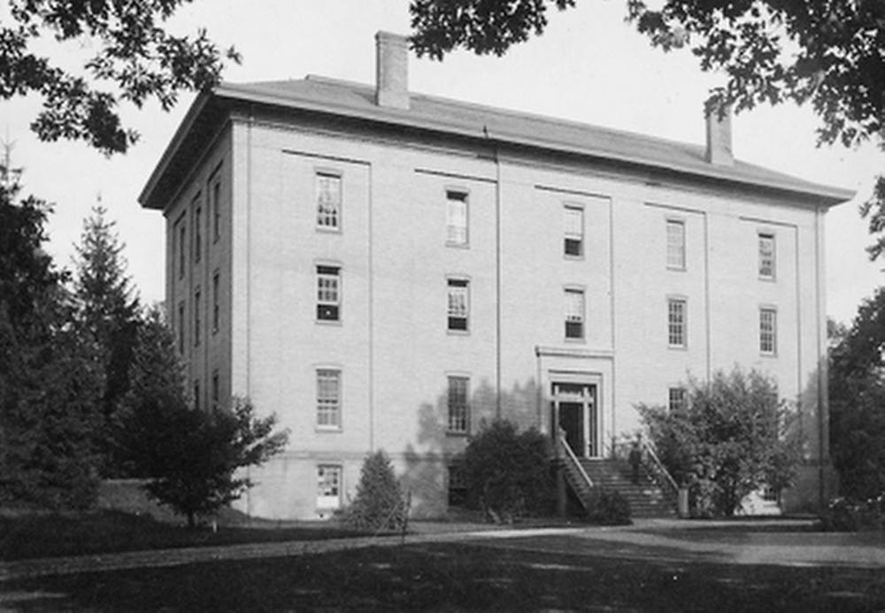 	<p>College Hall was the first building at <span class="caps">MSU</span>, then Agricultural College of the State of Michigan. This photo was taken in 1880.</p>