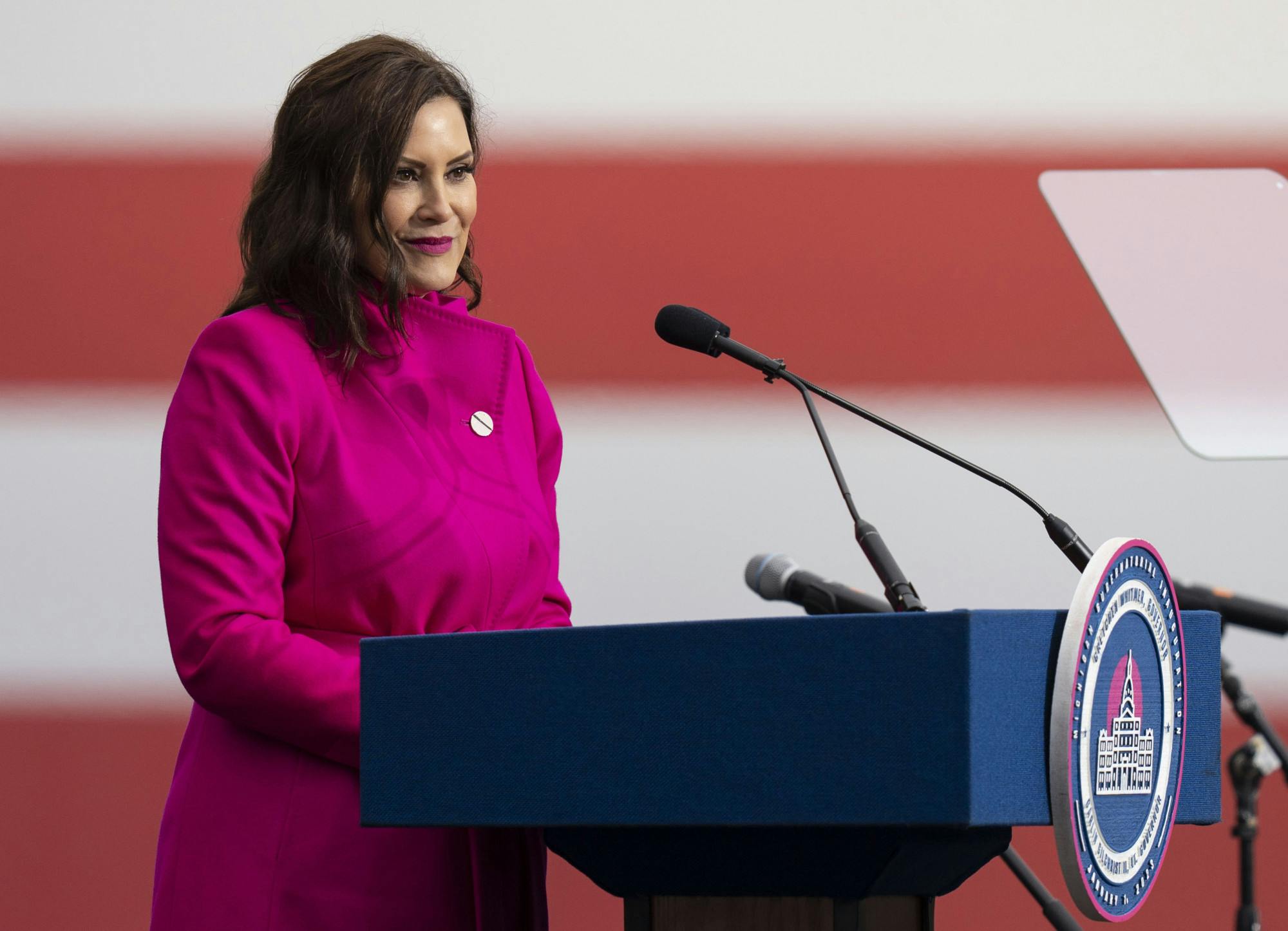 Governor Gretchen Whitmer during her second inauguration ceremony on Sunday, Jan. 1, 2023 at the Michigan State Capitol.