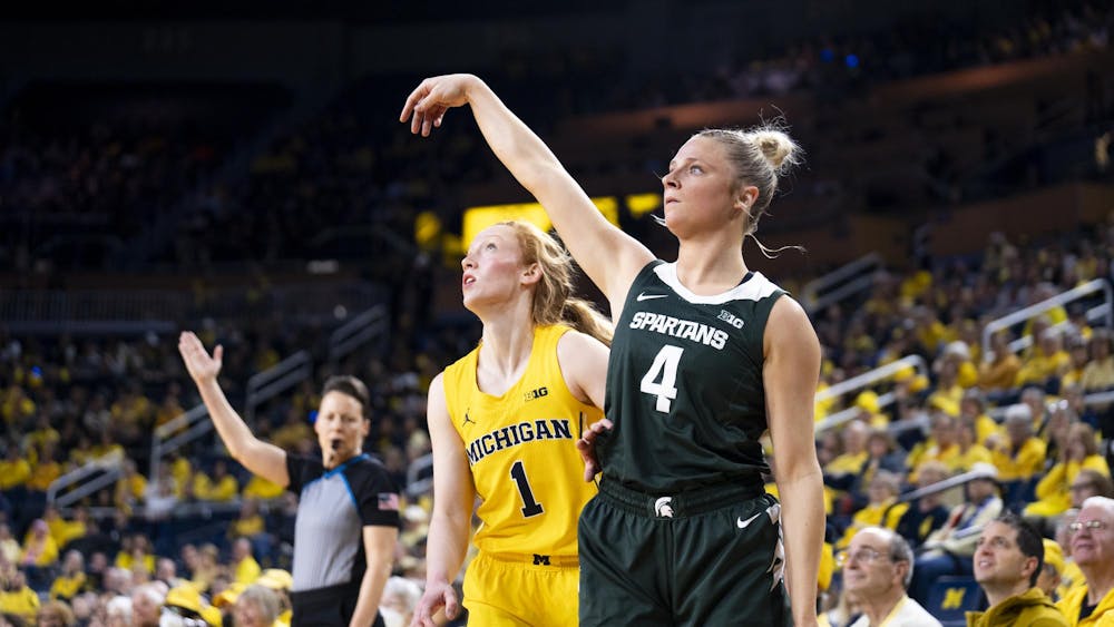 The Michigan State University women's basketball team takes on University of Michigan at the Crisler Center in Ann Arbor on Feb. 18, 2024. The Michigan State team is looking to snap a two-game losing streak against the rival Wolverines.