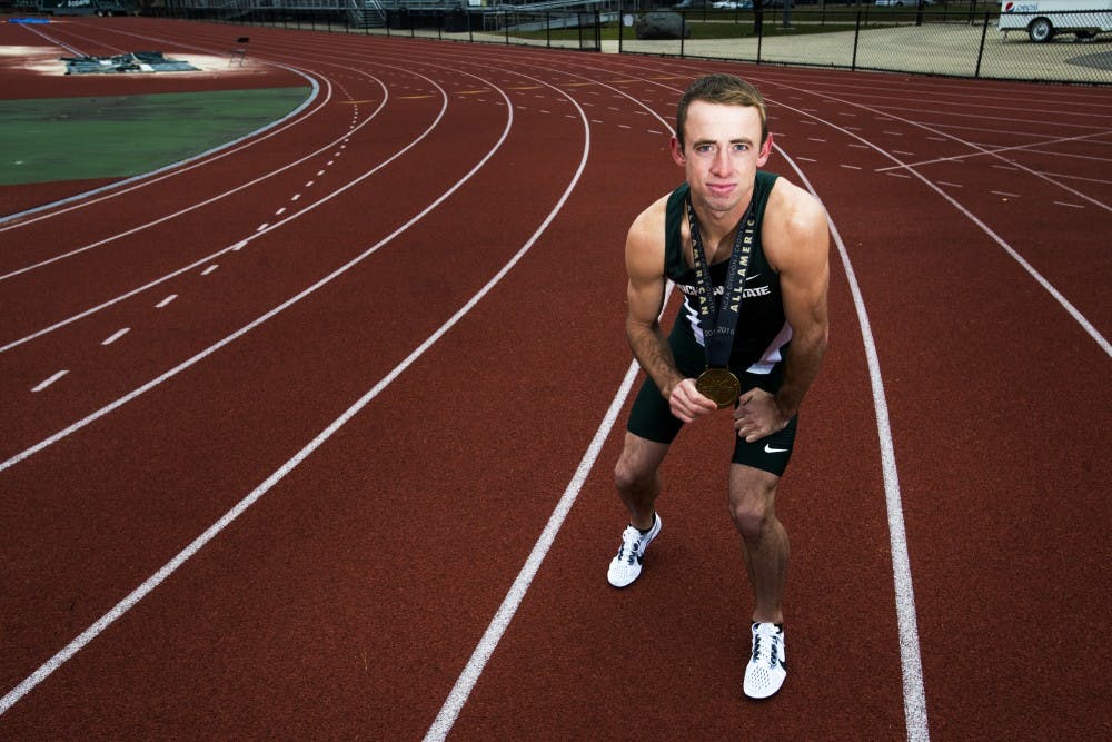 Kinesiology senior Sherod Hardt poses for a portrait on Dec. 3, 2016 at Ralph Young Field. Hardt placed 27th in the nation to become an All-American cross country runner. Hardt will continue his athletic career as a track and field runner in the spring of 2017.