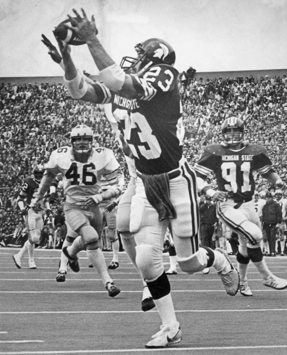 <p>Former MSU wide receiver Kirk Gibson was inducted into the College Football Hall of Fame. Photo courtesy of MSU Athletic Communications.</p>