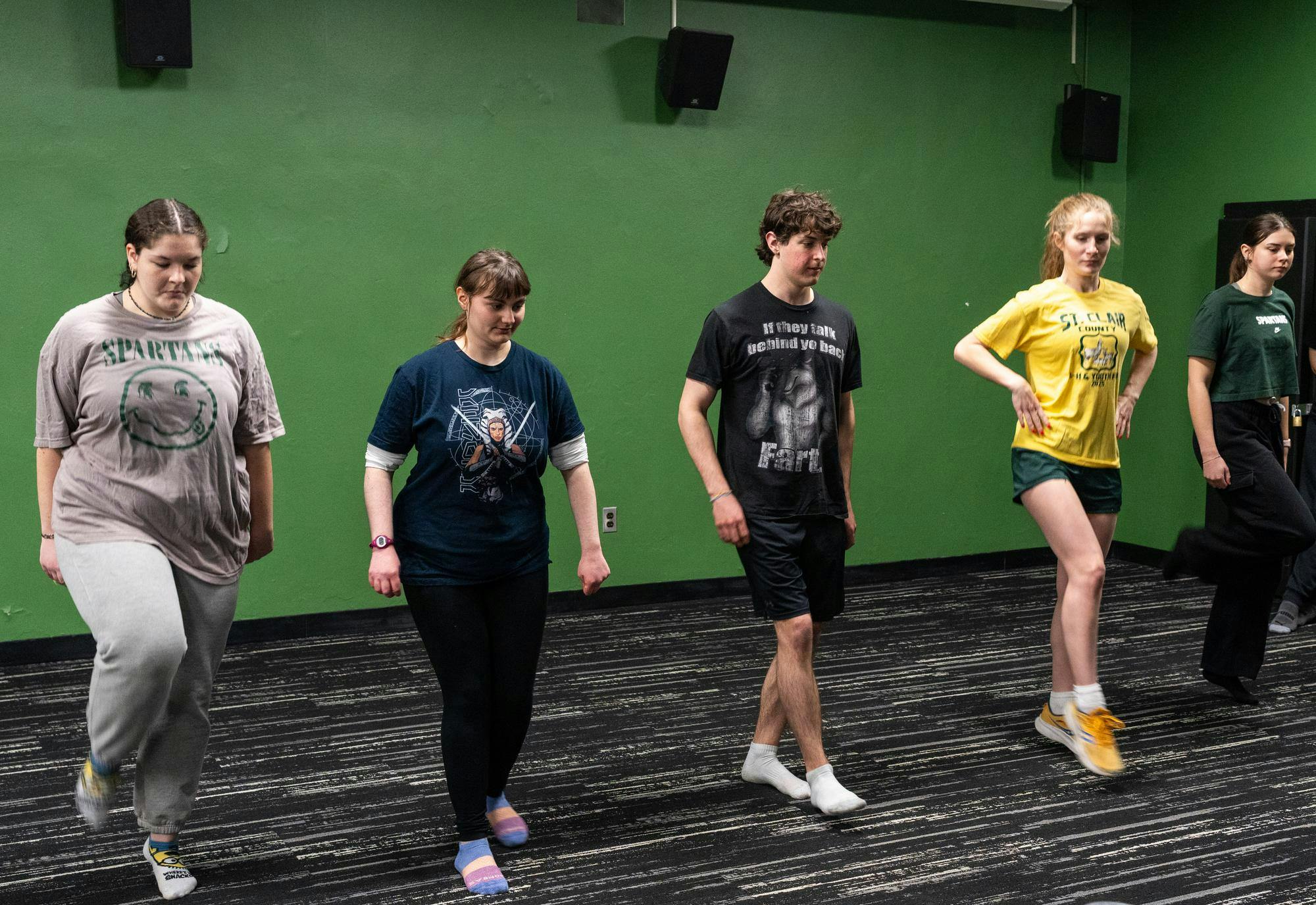 The MSU Irish Dancing Club practices for their performance in Wonders Hall in East Lansing, MI on March 11, 2026.