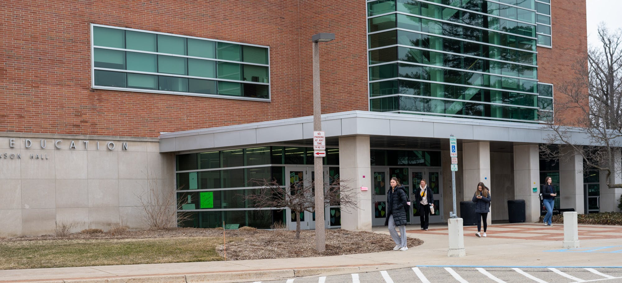 Students leaving the Education Building on March 2, 2023. 