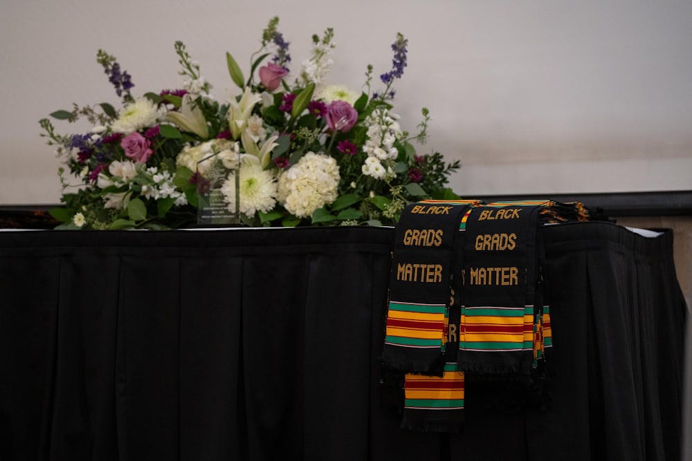 The “Black Grads Matter” stoles that were given to the graduates at the Fall 2023 Black Grad event at the Union Ballroom on Dec. 8, 2023. 