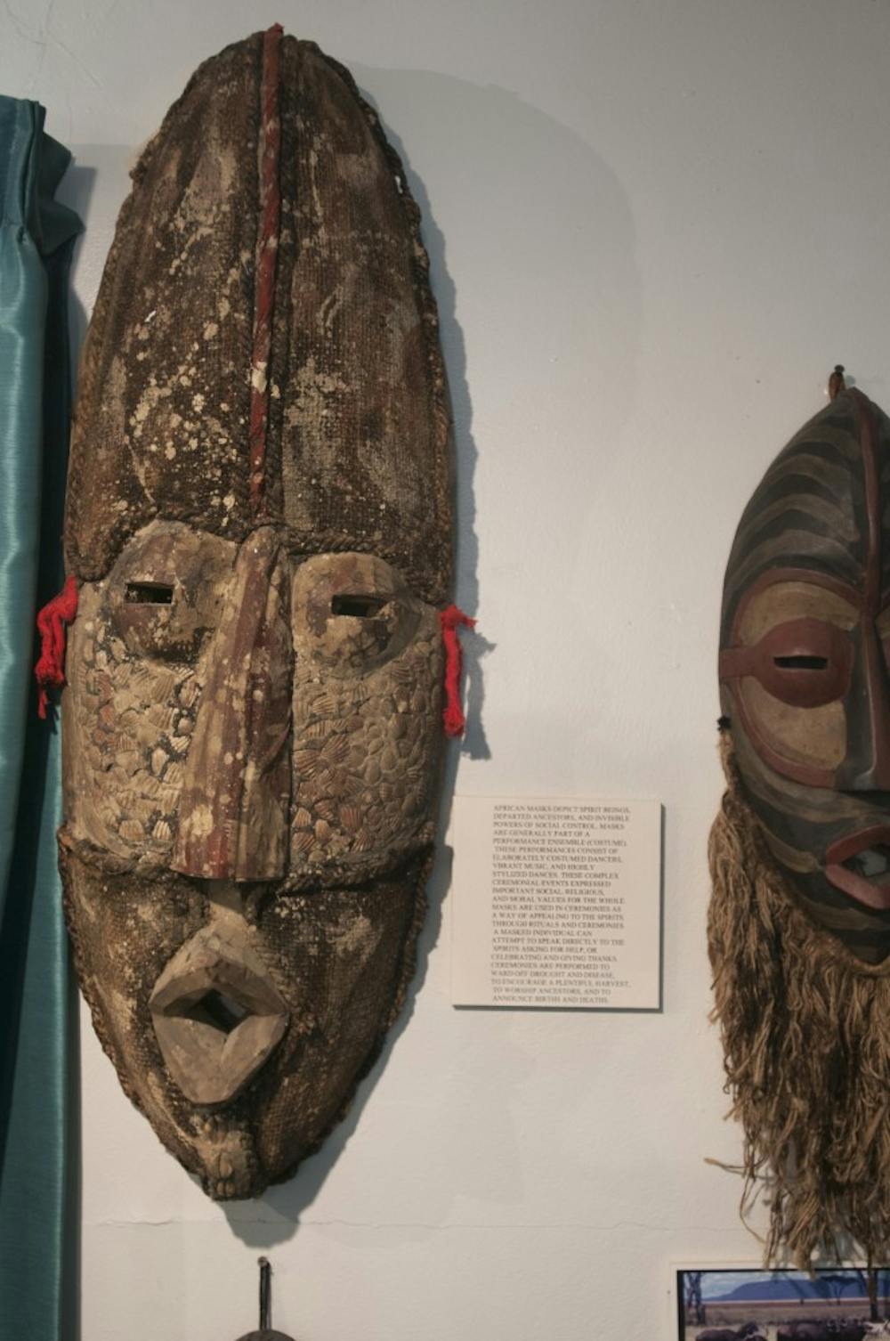 African performance masks on June 29, 2016 at The All Around the African World Museum and Resource Center in Lansing Mich. The masks were part of the Africans in Africa exhibit.