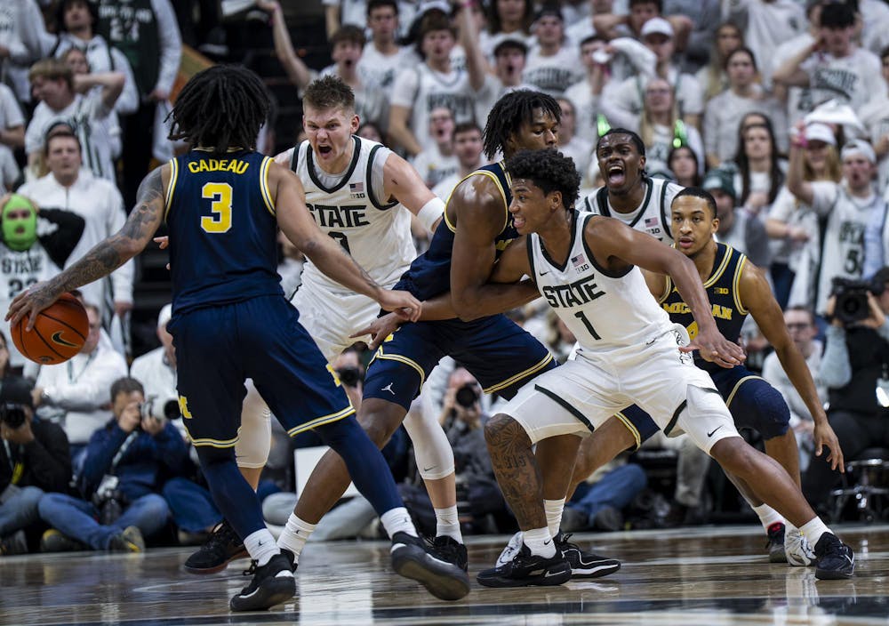 <p>UM junior guard Nimari Burnett (3) drives the ball down the court&nbsp;at the Breslin Student Events Center on Jan. 30, 2026. </p>